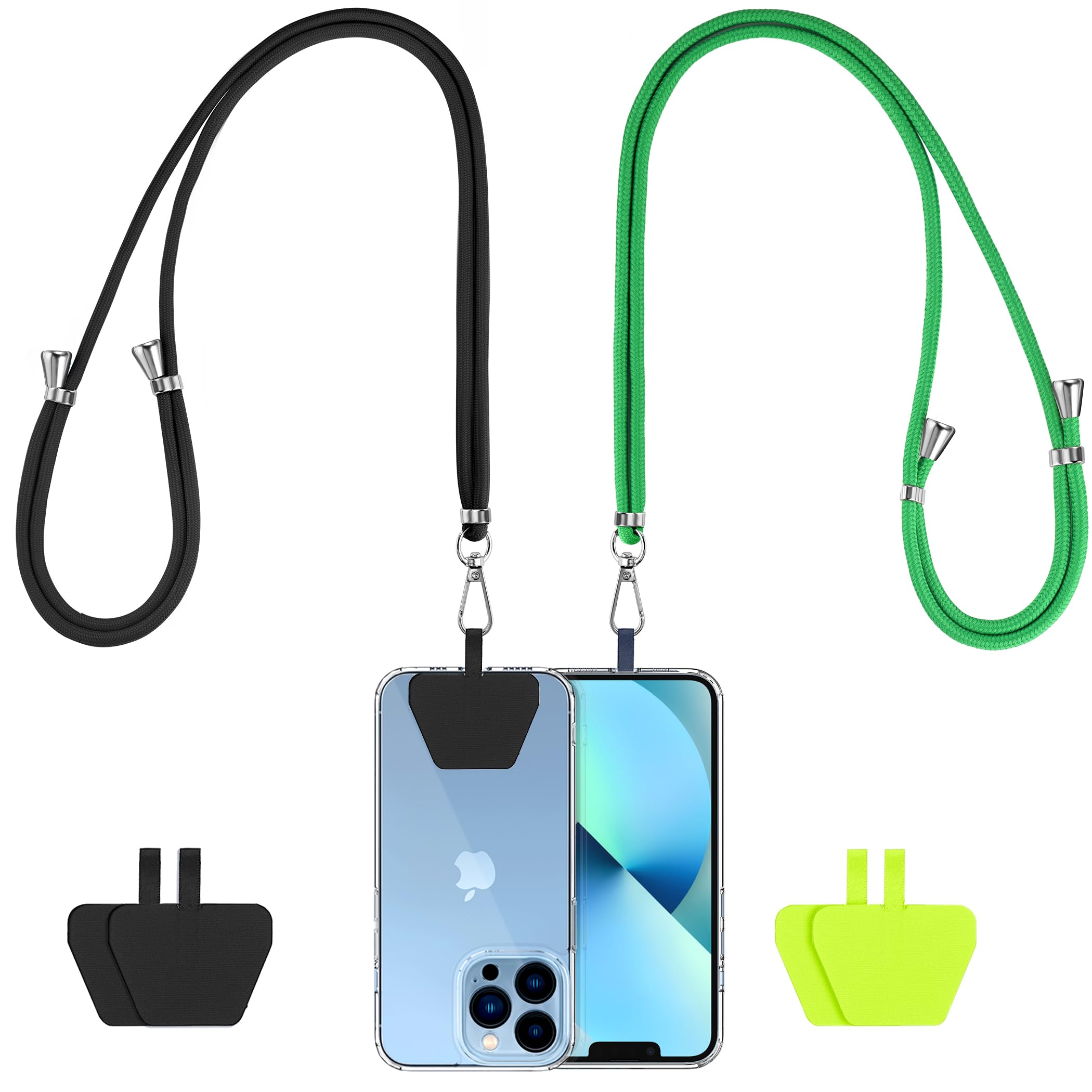 CACOE Cell Phone Lanyard 2 Pcs-1 Pcs Adjustable Neck Strap,1 Pcs Wrist Strap,2 Pcs Pads,Universal Crossbody,Multifuctional Compatible with Most Smartphones(Black)